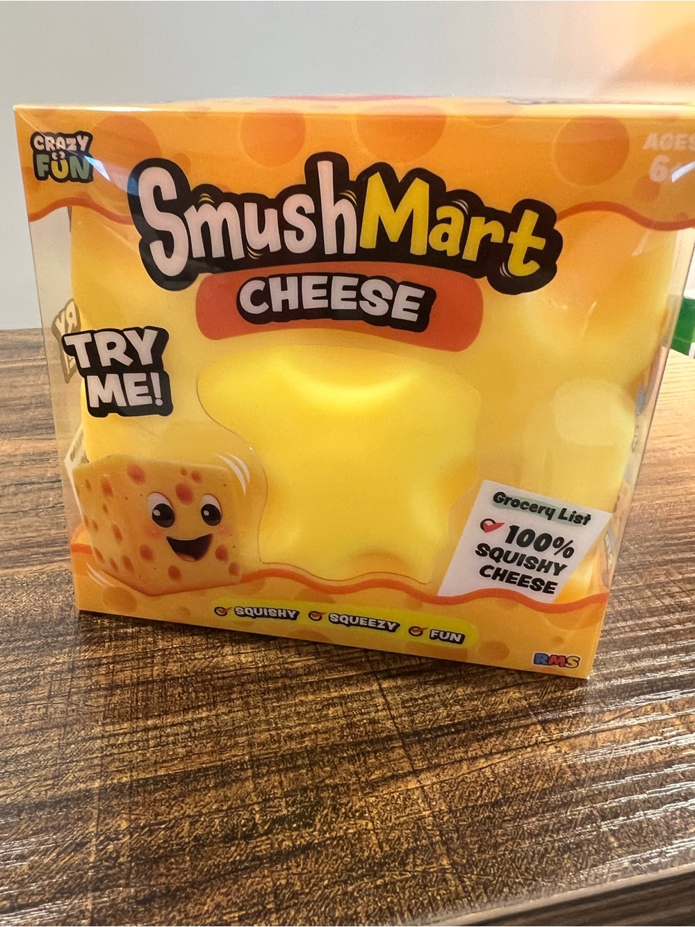 🌟💛SmushMart Cheese Squishy Toy - Yellow NEW in Box